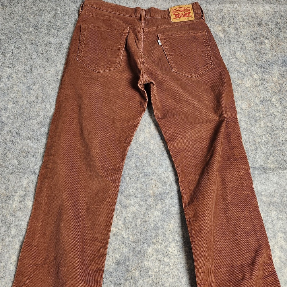 Levis 514 Corduroy Pants Men 33x34 Red Straight Leg Regular Fit Colorful Preppy - Picture 2 of 8
